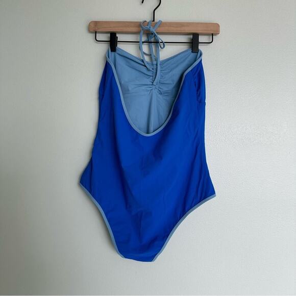 Diane Von Furstenberg Blue Bandeau Halter One-Piece Swimsuit - Picture 4 of 5